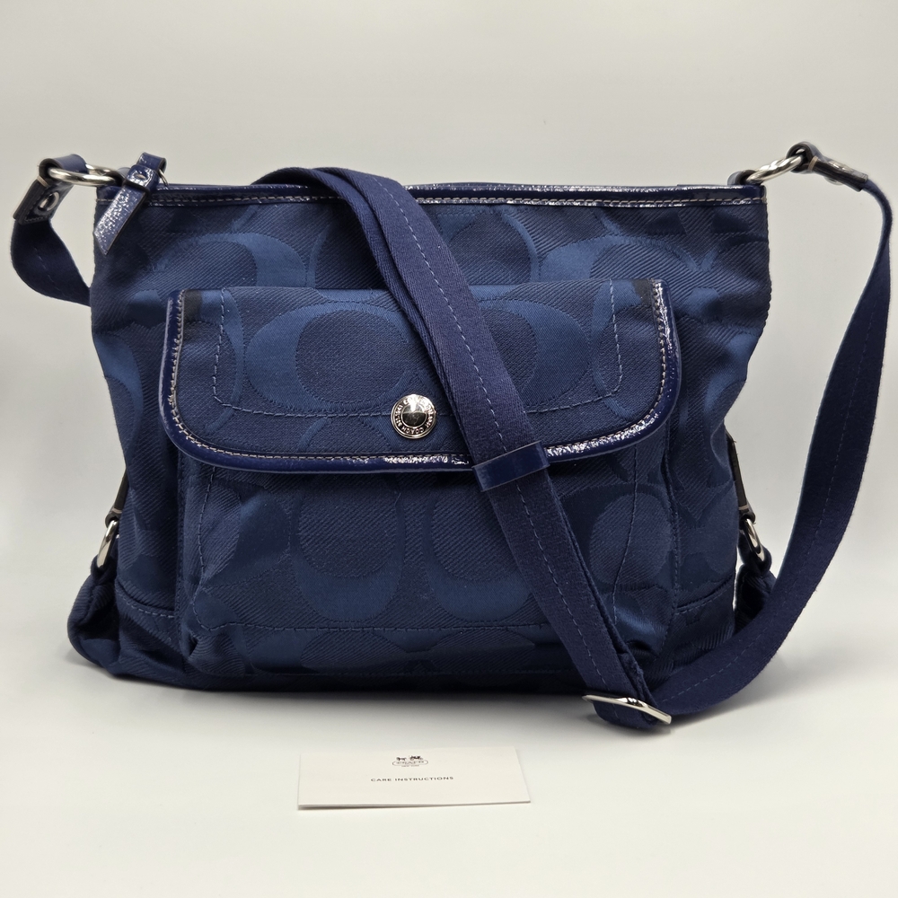 Coach Kyra Nylon Signature Crossbody Bag - Navy Blue